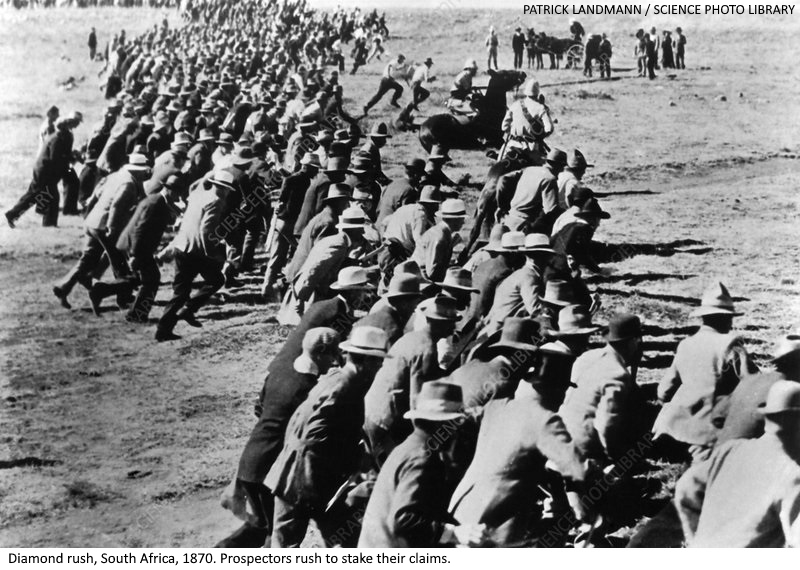 Diamond rush, South Africa, 1870
