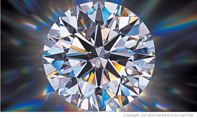 light leaving a diamond as spectral colors